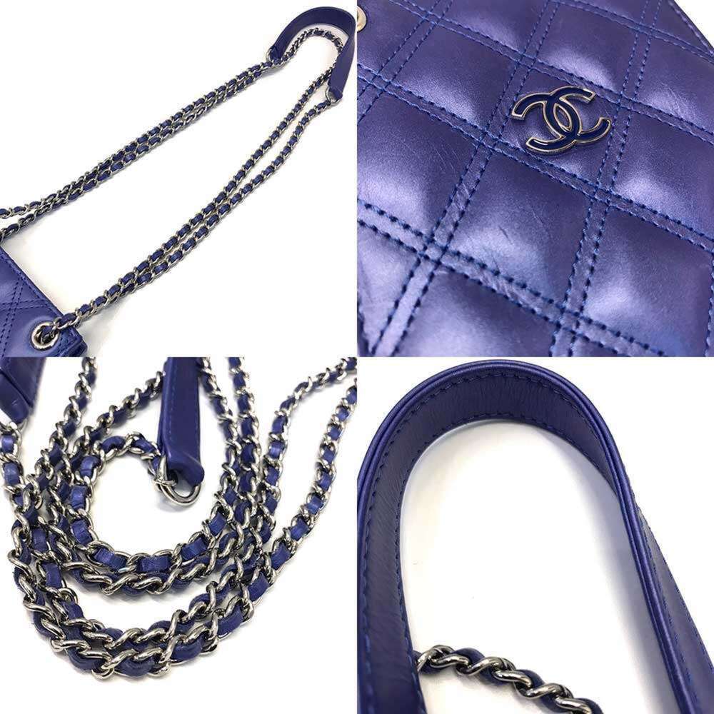 CHANEL Blue Lambskin Leather Shoulder Bag - Picture 5 of 7